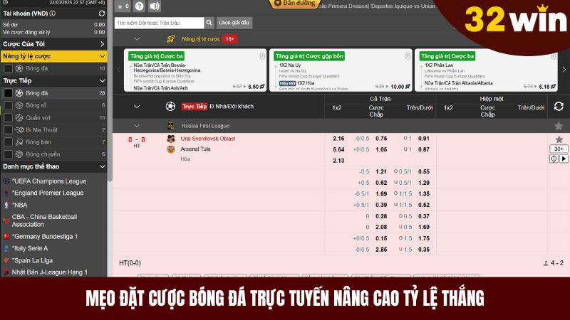 Lựa chọn kèo cược tỷ lệ tốt nhất để tăng tỷ lệ thắng cược